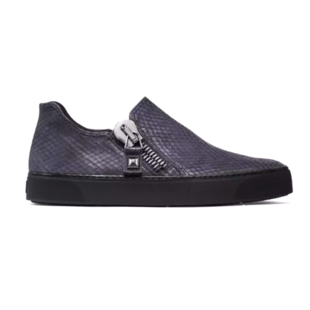 Stuart Weitzman Womens Charcoal Snake Skin Leather Rumpus Sneaker Size 6 Flats